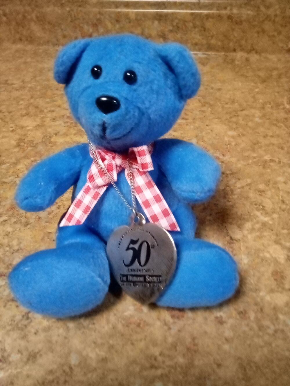 Humane Society 50TH Anniversary "Catherine's Bear"Plush Blue Teddy Bear Charm